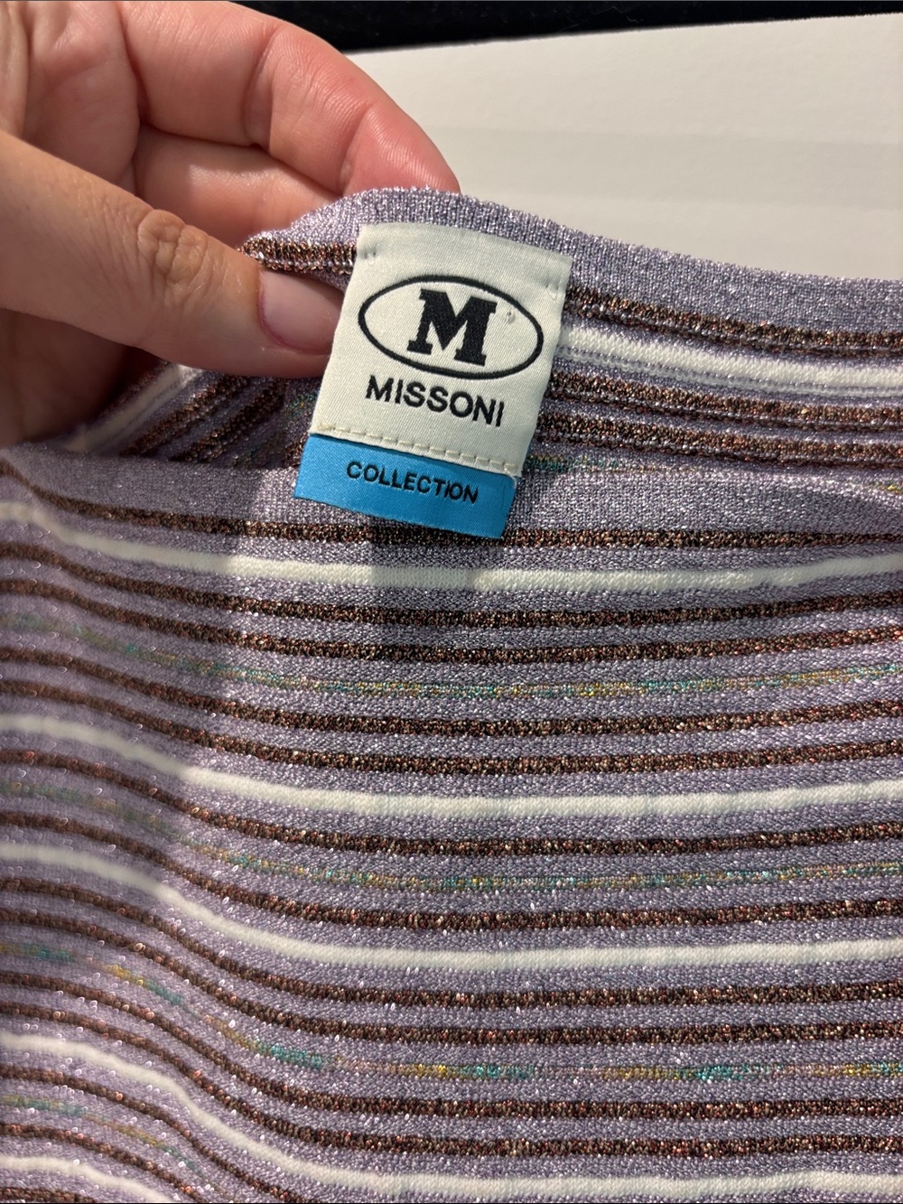 Missoni Striped Knit Maxi Dress in Mauve and Cream - Picture 2 of 7